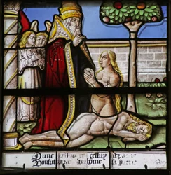 Fenster mit Darstellung der Erschaffung Evas